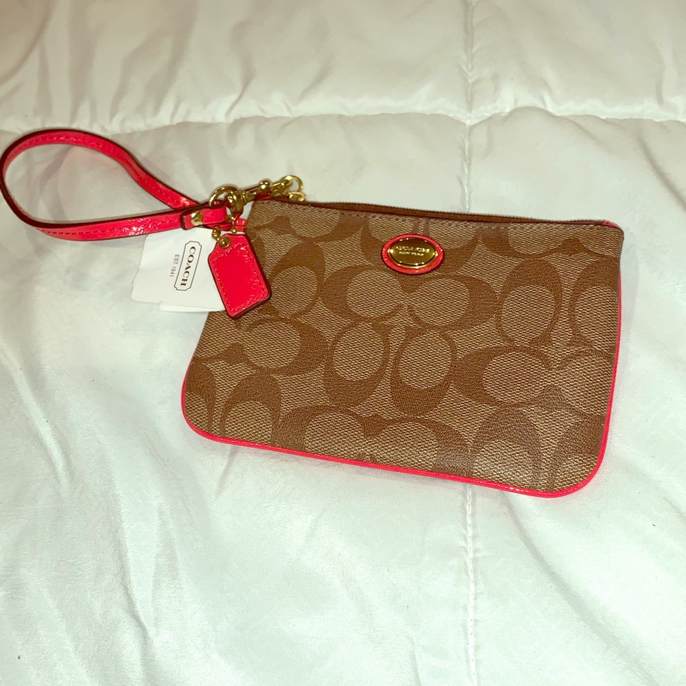 New coach leather wristlet